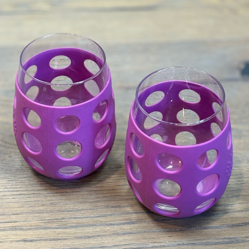LIFEFACTORY INC Purple 17 oz. Wine Glasses Set Of 2